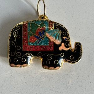 Vintage Cloisonné enamel lucky elephant charm pendant